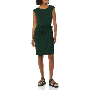 imageAmazon Essentials Womens Cap Sleeve BoatNeck Faux Wrap DressDark Green Animal