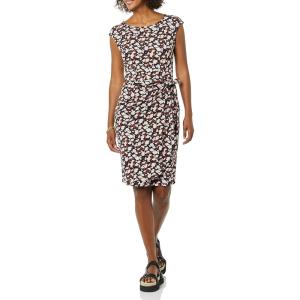 imageAmazon Essentials Womens Cap Sleeve BoatNeck Faux Wrap DressMulticolor Floral