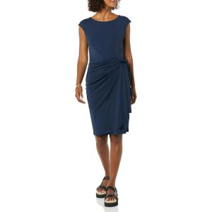 imageAmazon Essentials Womens Cap Sleeve BoatNeck Faux Wrap DressNavy