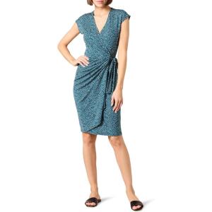imageAmazon Essentials Womens Classic Cap Sleeve Wrap Dress Available in Plus SizeBlue Daisy