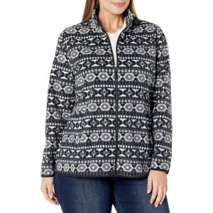 imageAmazon Essentials Womens ClassicFit FullZip Polar Soft Fleece Jacket Available in Plus SizeBlack White Geo Print