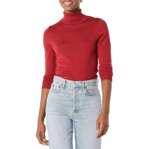 imageAmazon Essentials Womens ClassicFit Lightweight LongSleeve Turtleneck Sweater Available in Plus SizeDark Red