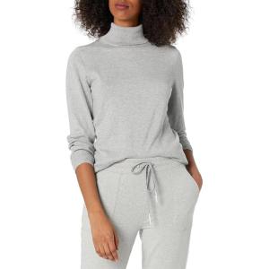 imageAmazon Essentials Womens ClassicFit Lightweight LongSleeve Turtleneck Sweater Available in Plus SizeLight Grey Heather