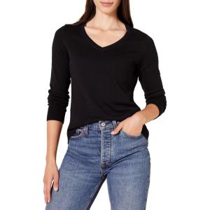 imageAmazon Essentials Womens ClassicFit Lightweight LongSleeve VNeck Sweater Available in Plus SizeBlack