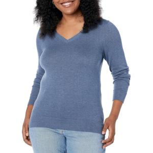 imageAmazon Essentials Womens ClassicFit Lightweight LongSleeve VNeck Sweater Available in Plus SizeBlue Heather