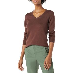 imageAmazon Essentials Womens ClassicFit Lightweight LongSleeve VNeck Sweater Available in Plus SizeDark Chestnut Brown Heather