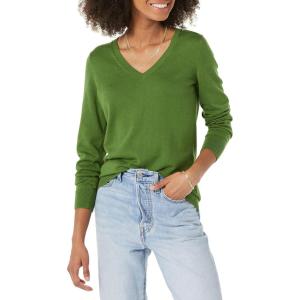imageAmazon Essentials Womens ClassicFit Lightweight LongSleeve VNeck Sweater Available in Plus SizeGreen