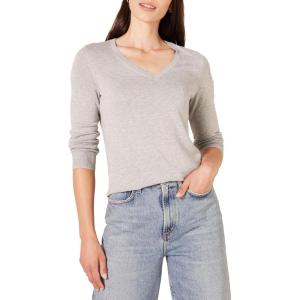 imageAmazon Essentials Womens ClassicFit Lightweight LongSleeve VNeck Sweater Available in Plus SizeLight Grey Heather