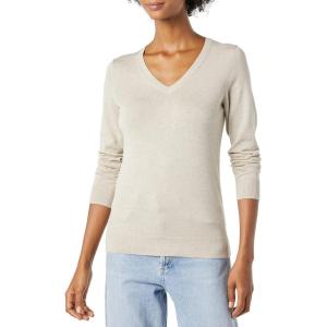 imageAmazon Essentials Womens ClassicFit Lightweight LongSleeve VNeck Sweater Available in Plus SizeOatmeal Heather