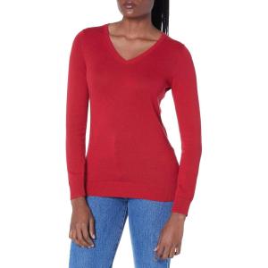 imageAmazon Essentials Womens ClassicFit Lightweight LongSleeve VNeck Sweater Available in Plus SizeRed