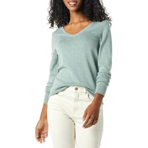 imageAmazon Essentials Womens ClassicFit Lightweight LongSleeve VNeck Sweater Available in Plus SizeSage Green Heather