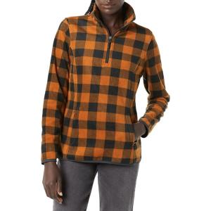 imageAmazon Essentials Womens ClassicFit LongSleeve QuarterZip Polar Fleece Pullover Jacket  Discontinued ColorsBlack Orange Buffalo Plaid