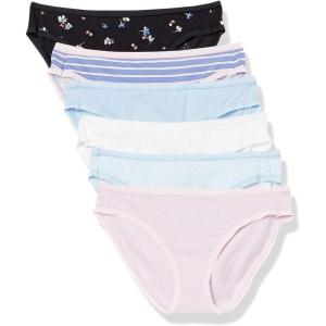 imageAmazon Essentials Womens Cotton Bikini Brief Underwear Available in Plus Size MultipacksBlack FloralBlueDitsy FloralLight PinkStripeWhite