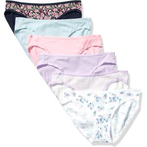imageAmazon Essentials Womens Cotton Bikini Brief Underwear Available in Plus Size MultipacksBlack FloralBlueLilacPinkStripeWhite Ditsy Floral