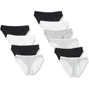 imageAmazon Essentials Womens Cotton Bikini Brief Underwear Available in Plus Size MultipacksBlackBright WhiteGrey