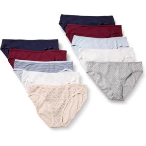 imageAmazon Essentials Womens Cotton Bikini Brief Underwear Available in Plus Size MultipacksDitsy FloralDotsMulticolorStripe