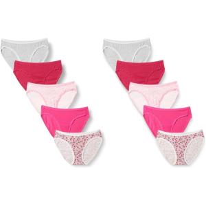 imageAmazon Essentials Womens Cotton Bikini Brief Underwear Available in Plus Size MultipacksGreyPinkFlowers