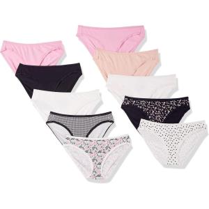 imageAmazon Essentials Womens Cotton Bikini Brief Underwear Available in Plus Size MultipacksMulticolorCheckedDotsFloral