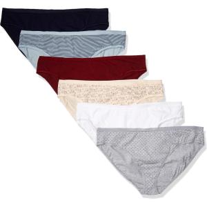imageAmazon Essentials Womens Cotton Bikini Brief Underwear Available in Plus Size MultipacksMulticolorDotsFloralStripe