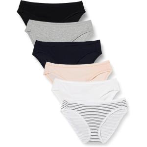 imageAmazon Essentials Womens Cotton Bikini Brief Underwear Available in Plus Size MultipacksMulticolorHeatherStripe