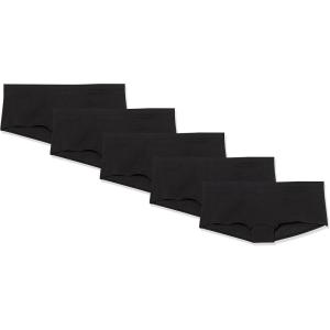 imageAmazon Essentials Womens Cotton Boyshort Underwear Available in Plus Size Pack of 5Black