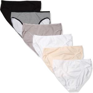 imageAmazon Essentials Womens Cotton High Leg Brief Underwear Available in Plus Size Breathable MultipacksBasic ColorsStripe