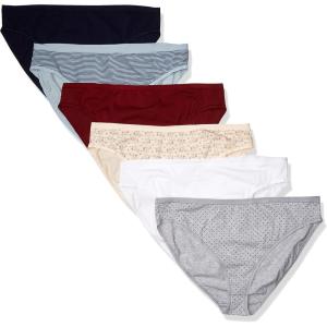 imageAmazon Essentials Womens Cotton High Leg Brief Underwear Available in Plus Size Breathable MultipacksMulticolorDotsFloralStripe