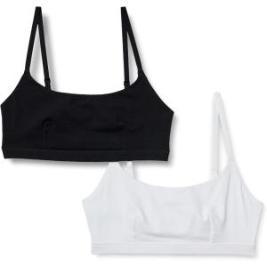 imageAmazon Essentials Womens Cotton Jersey Pull on Scoop Bralette Pack of 2BlackWhite