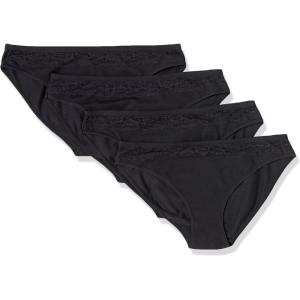 imageAmazon Essentials Womens Cotton and Lace Bikini Underwear Pack of 4Black