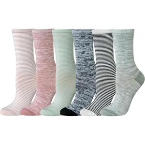imageAmazon Essentials Womens Crew Socks Cotton 6 PairsMulticolorSpace DyeStripe