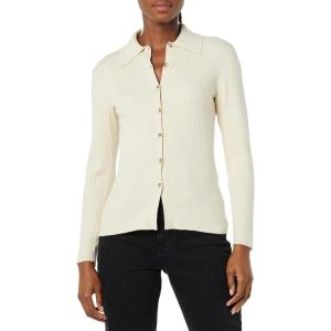 imageAmazon Essentials Womens Fine Gauge Stretch Polo Ribbed Cardigan Previously Daily RitualSand Heather