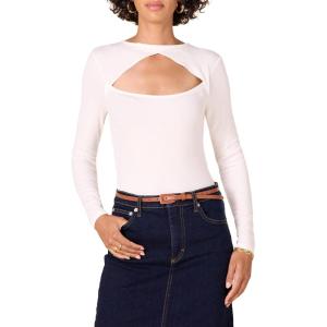 imageAmazon Essentials Womens Fine Rib Long Sleeve Cutout Bodysuit Previously Daily RitualIvory