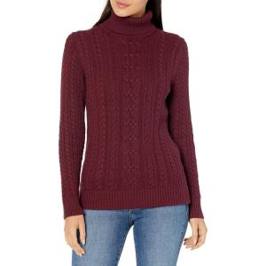imageAmazon Essentials Womens Fisherman Cable Turtleneck Sweater Available in Plus SizeBurgundy