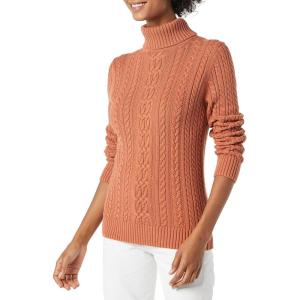 imageAmazon Essentials Womens Fisherman Cable Turtleneck Sweater Available in Plus SizeCaramel