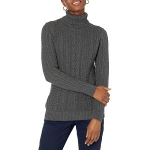 imageAmazon Essentials Womens Fisherman Cable Turtleneck Sweater Available in Plus SizeCharcoal Heather