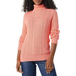 imageAmazon Essentials Womens Fisherman Cable Turtleneck Sweater Available in Plus SizeCoral Pink