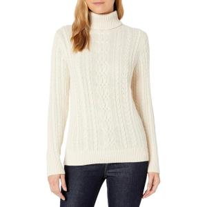 imageAmazon Essentials Womens Fisherman Cable Turtleneck Sweater Available in Plus SizeCream