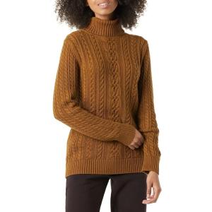 imageAmazon Essentials Womens Fisherman Cable Turtleneck Sweater Available in Plus SizeDark Chestnut Brown Heather