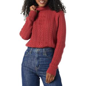 imageAmazon Essentials Womens Fisherman Cable Turtleneck Sweater Available in Plus SizeDark Red