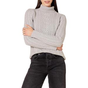 imageAmazon Essentials Womens Fisherman Cable Turtleneck Sweater Available in Plus SizeLight Grey Heather