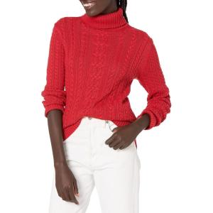 imageAmazon Essentials Womens Fisherman Cable Turtleneck Sweater Available in Plus SizeRed