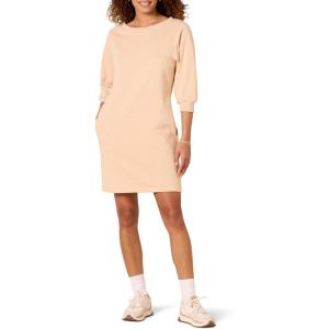 imageAmazon Essentials Womens Fleece Blouson Sleeve Boatneck Sweatshirt Dress Available in Plus SizeBeige