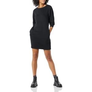 imageAmazon Essentials Womens Fleece Blouson Sleeve Boatneck Sweatshirt Dress Available in Plus SizeBlack