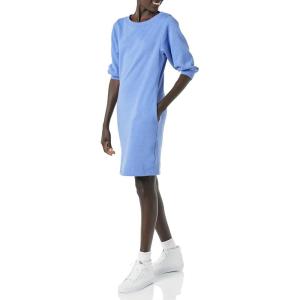 imageAmazon Essentials Womens Fleece Blouson Sleeve Boatneck Sweatshirt Dress Available in Plus SizeBlue Heather