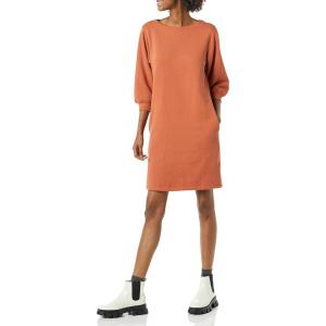 imageAmazon Essentials Womens Fleece Blouson Sleeve Boatneck Sweatshirt Dress Available in Plus SizeCaramel