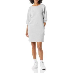imageAmazon Essentials Womens Fleece Blouson Sleeve Boatneck Sweatshirt Dress Available in Plus SizeGrey Heather