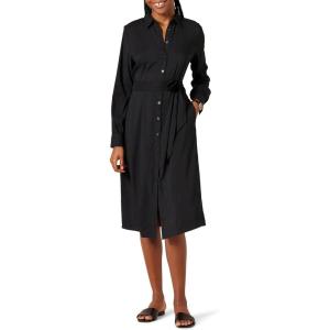 imageAmazon Essentials Womens Georgette Long Sleeve Midi Length Shirt DressBlack