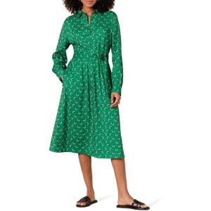imageAmazon Essentials Womens Georgette Long Sleeve Midi Length Shirt DressGreen White Floral