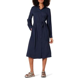 imageAmazon Essentials Womens Georgette Long Sleeve Midi Length Shirt DressNavy