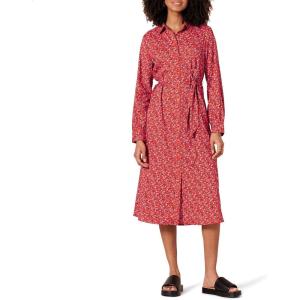 imageAmazon Essentials Womens Georgette Long Sleeve Midi Length Shirt DressTomato Red Ditsy Floral